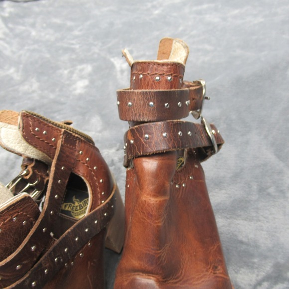 Freebird Womens‎ Boots 6 Rainbow Brown Western Studded Leather Ankle Booties - Picture 3 of 16